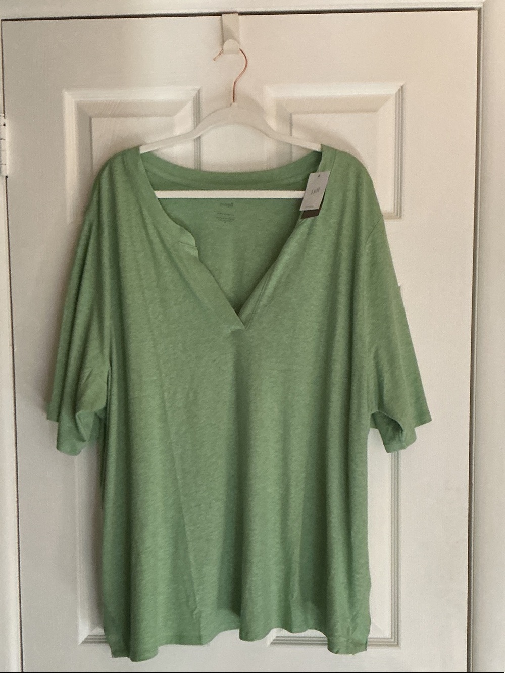 J. Jill Soft V-Notch Short Sleeve Top - Mint Green